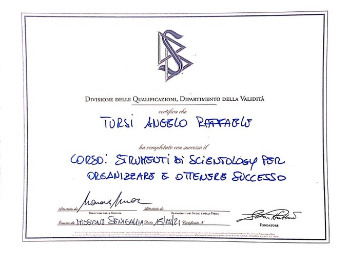 ANGELO TURSI MENTAL COACH - CORSO SCIENTOLOGY